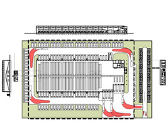 Projektentwicklung DP DHL mechanisierte Zustellbasis_Funktionslayout Tröger Architekten München 1/3